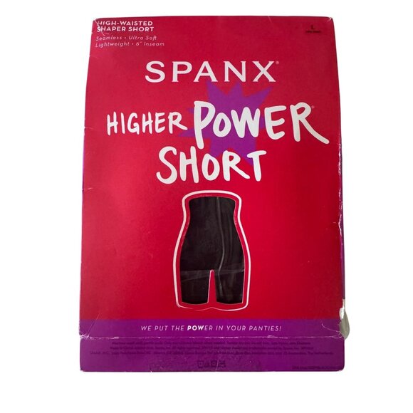 Spanx Higher Power Short 6" Size Large Black High Waisted NWB Seamless Ultra Sof - Picture 2 of 8